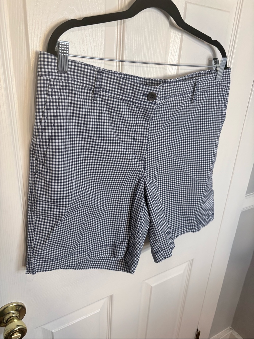 Talbots Relaxed Chino Shorts | Navy White Gingham | Size 12 - Picture 4 of 9